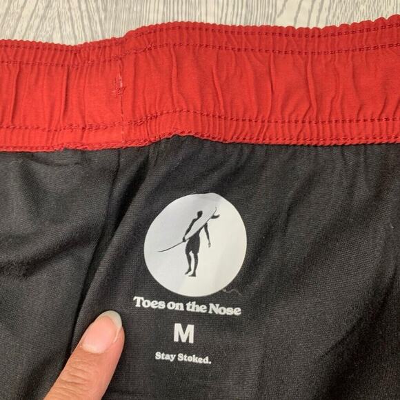 Toes on the Nose Shorts Mens M Medium Cardinal Red Beach Volley Inner Lined - Picture 6 of 11
